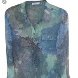 Equipment coral print sheer button down Blouse